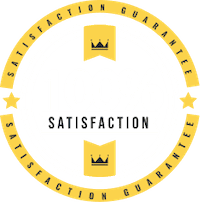 bold text graphic stating "100% Satisfaction Guarantee" with a bright background, conveying trust and assurance.