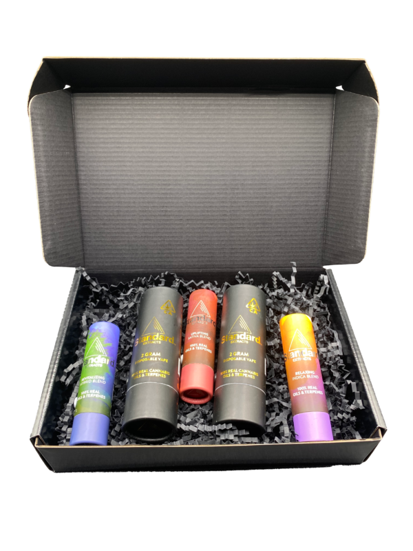 box of 4 different cannabis products