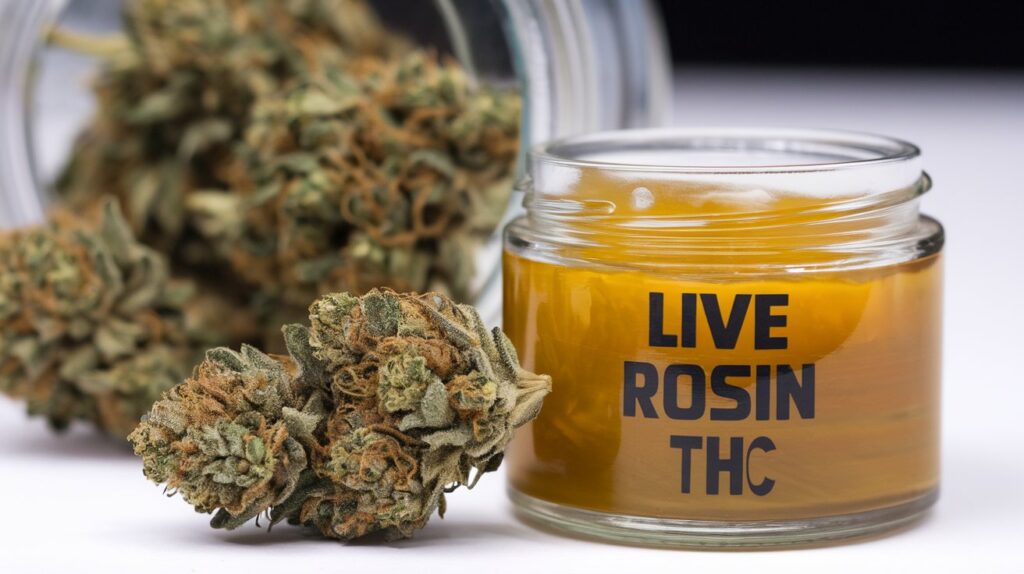 cannabis flower and live rosin in a jar